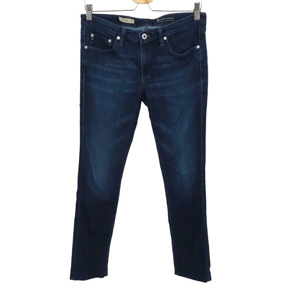 AG Adriano Goldschmied Women 29 The Stevie Slim Straight Dark Blue Denim Jeans - Picture 1 of 11